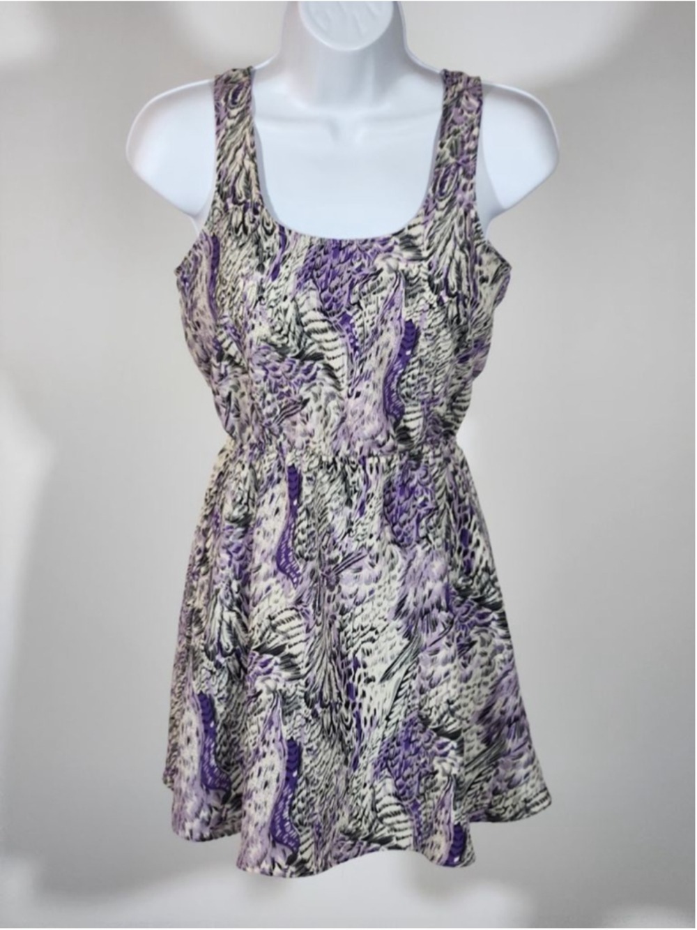 Reformed Urban Outfitters Purple & White Abstract Print Skater Mini Dress - XS